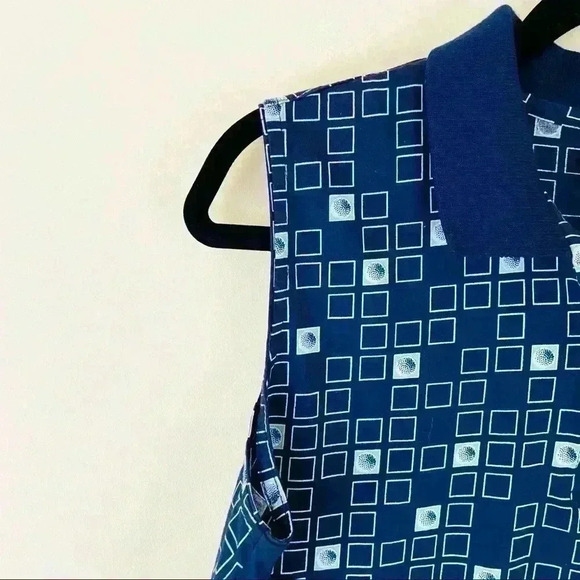 Tail Vintage Navy Cotton Sleeveless Geometric Polo Golfing Athletic Shirt Size L - Picture 3 of 9